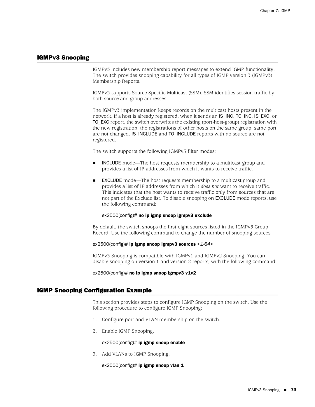 Juniper Networks EX2500 manual IGMPv3 Snooping, Igmp Snooping Configuration Example 