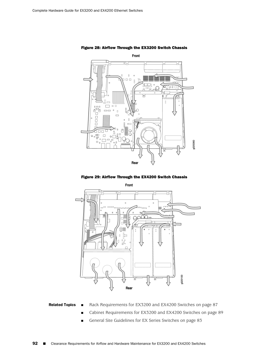 Juniper Networks EX4200 manual Airflow Through the EX3200 Switch Chassis 