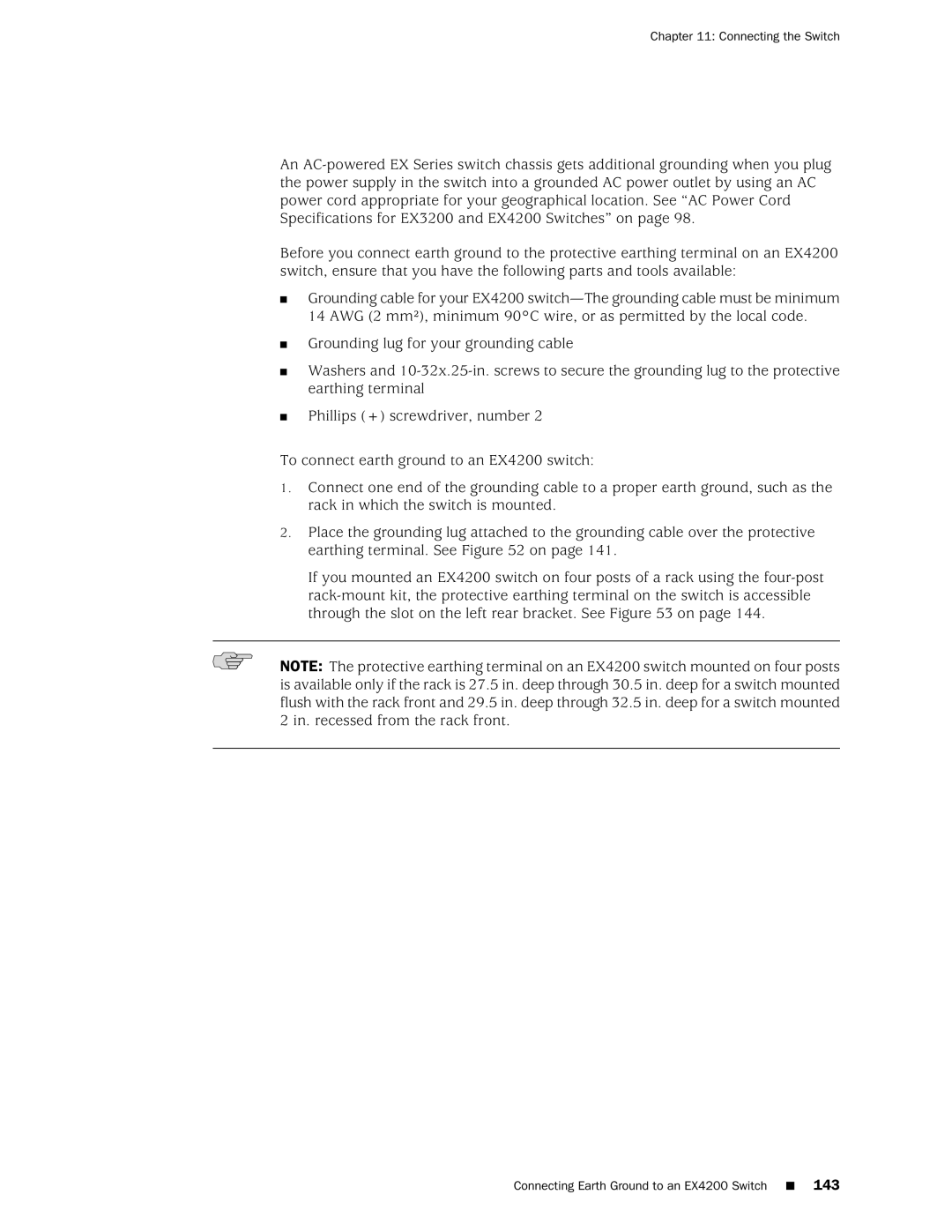 Juniper Networks EX3200 manual Connecting the Switch, Connecting Earth Ground to an EX4200 Switch 