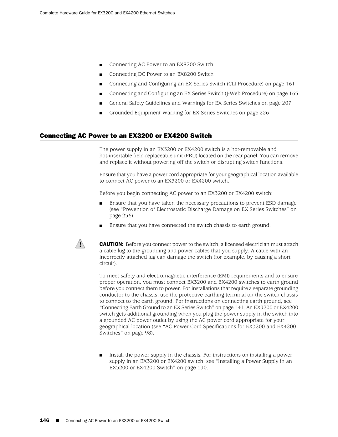 Juniper Networks manual Connecting AC Power to an EX3200 or EX4200 Switch 