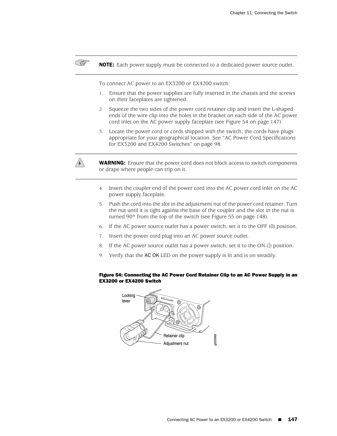 Juniper Networks EX4200, EX3200 manual Connecting the Switch 