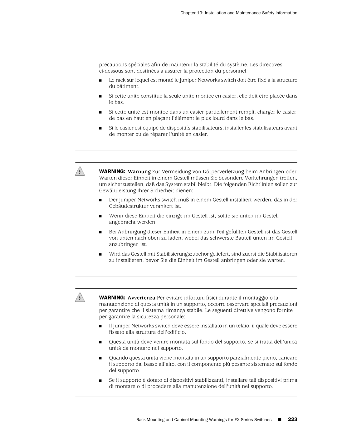 Juniper Networks EX4200, EX3200 manual Installation and Maintenance Safety Information 