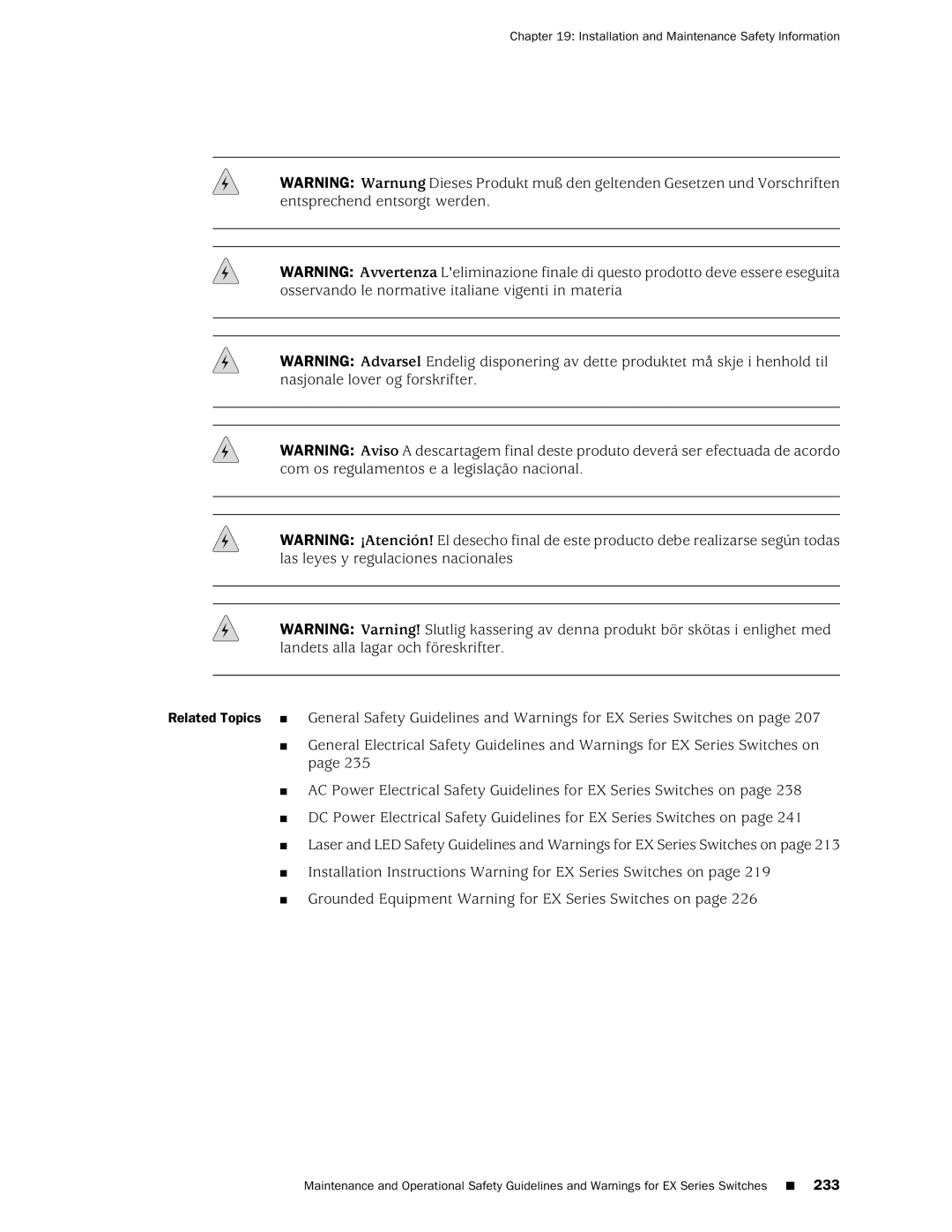 Juniper Networks EX4200, EX3200 manual Installation and Maintenance Safety Information 