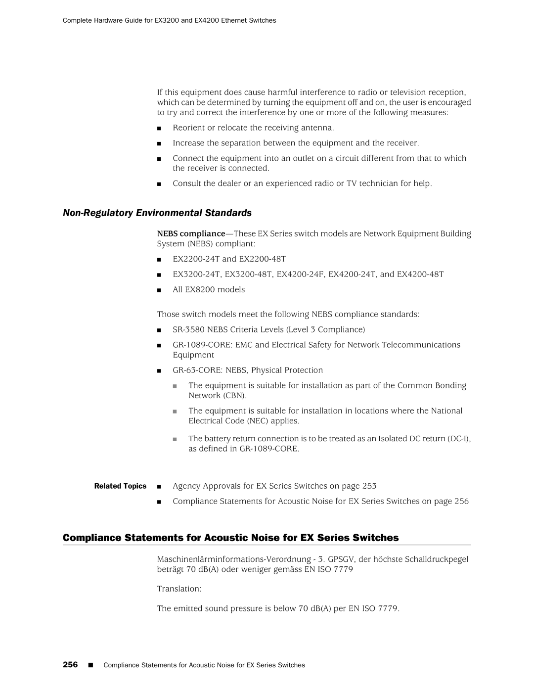 Juniper Networks EX3200, EX4200 manual Non-Regulatory Environmental Standards 