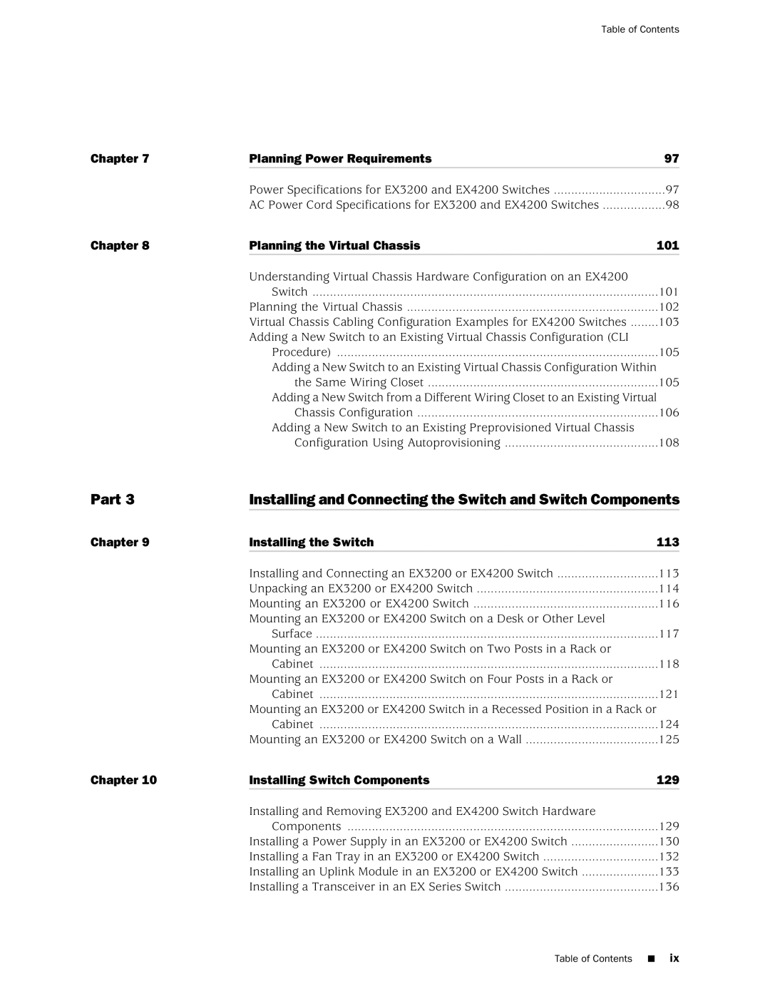 Juniper Networks EX4200, EX3200 manual Chapter Planning Power Requirements 