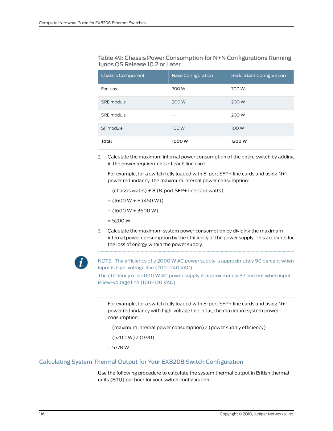 Juniper Networks EX8208 manual Chassis Component Base Configuration Redundant Configuration 