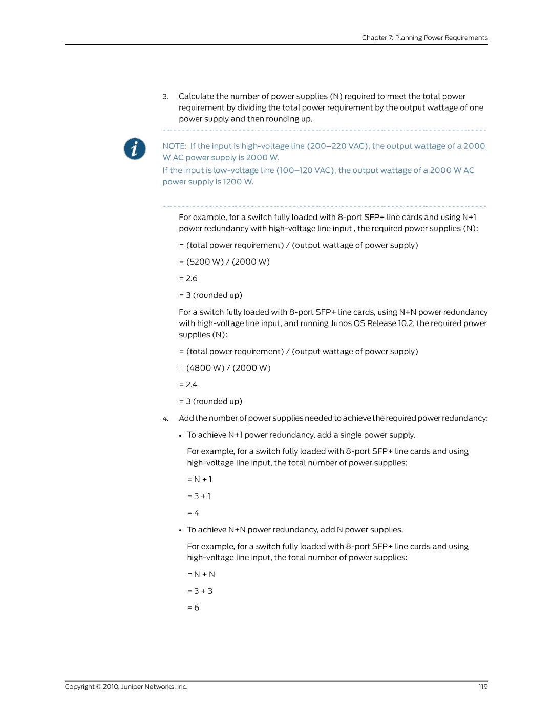 Juniper Networks EX8208 manual Copyright 2010, Juniper Networks, Inc 119 