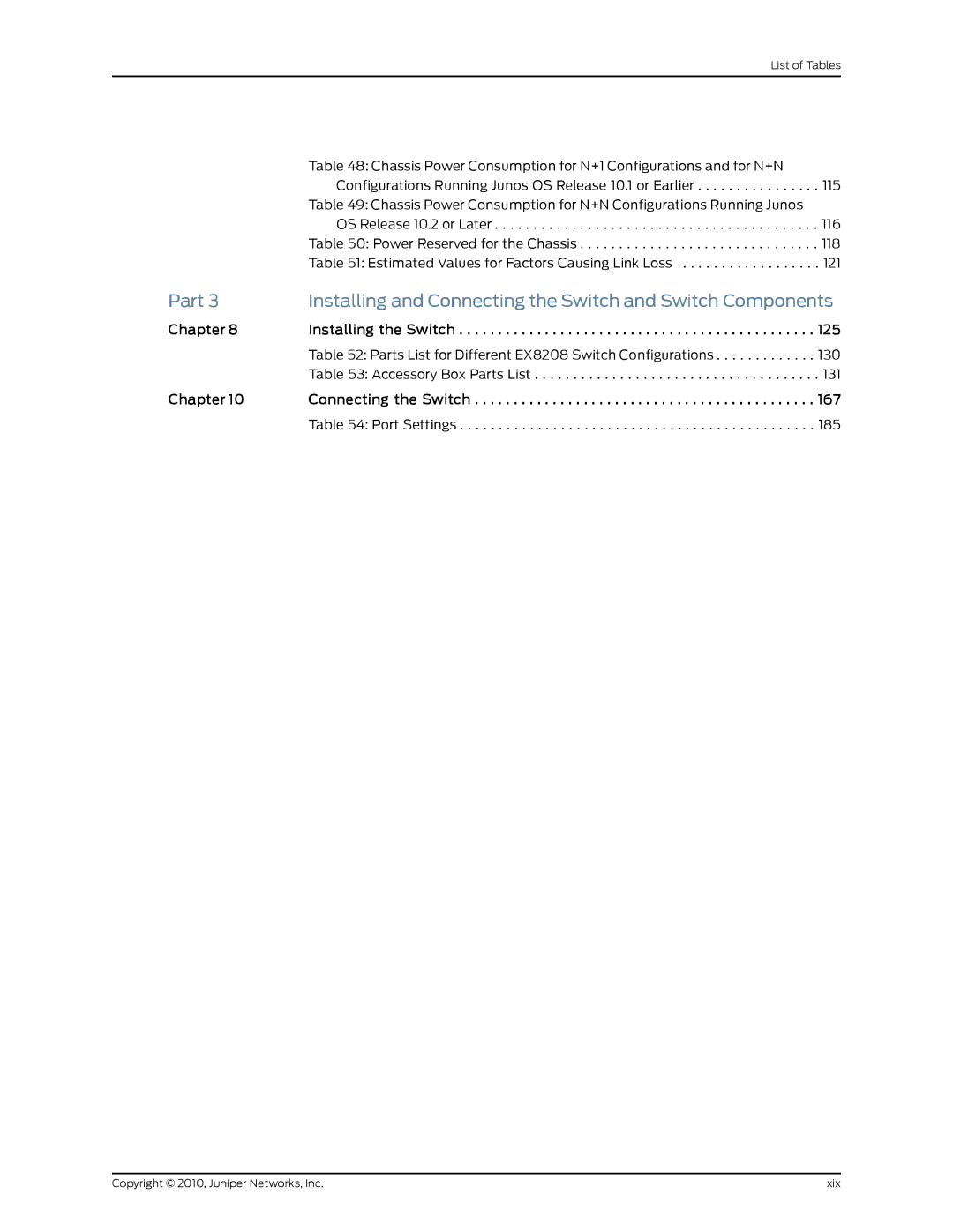 Juniper Networks EX8208 manual Power Reserved for the Chassis 