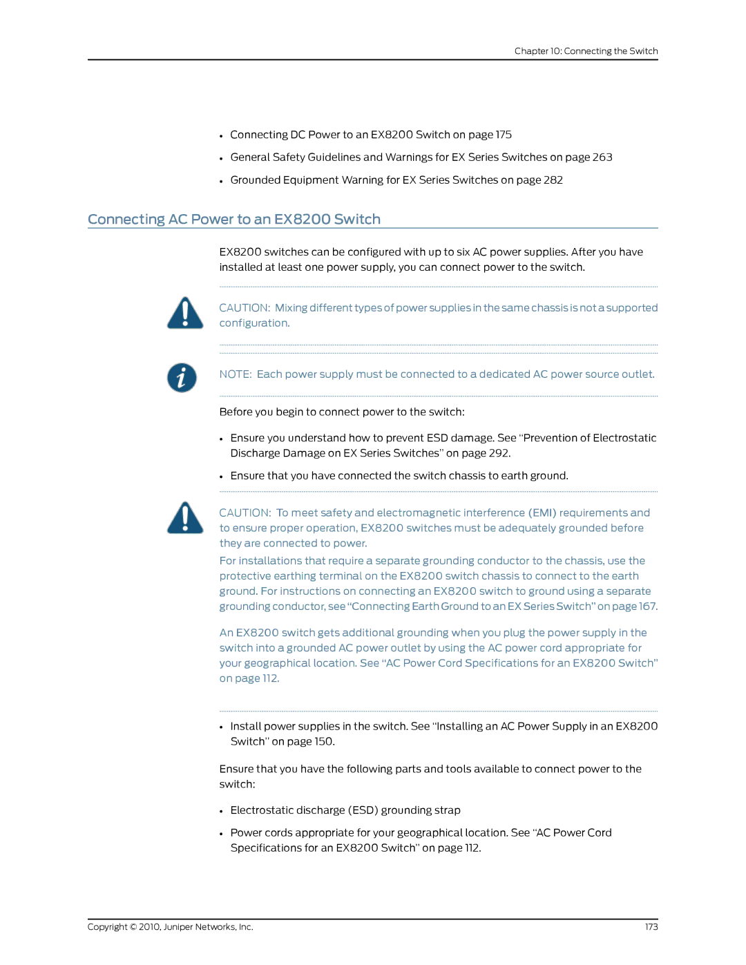 Juniper Networks EX8208 manual Connecting AC Power to an EX8200 Switch 