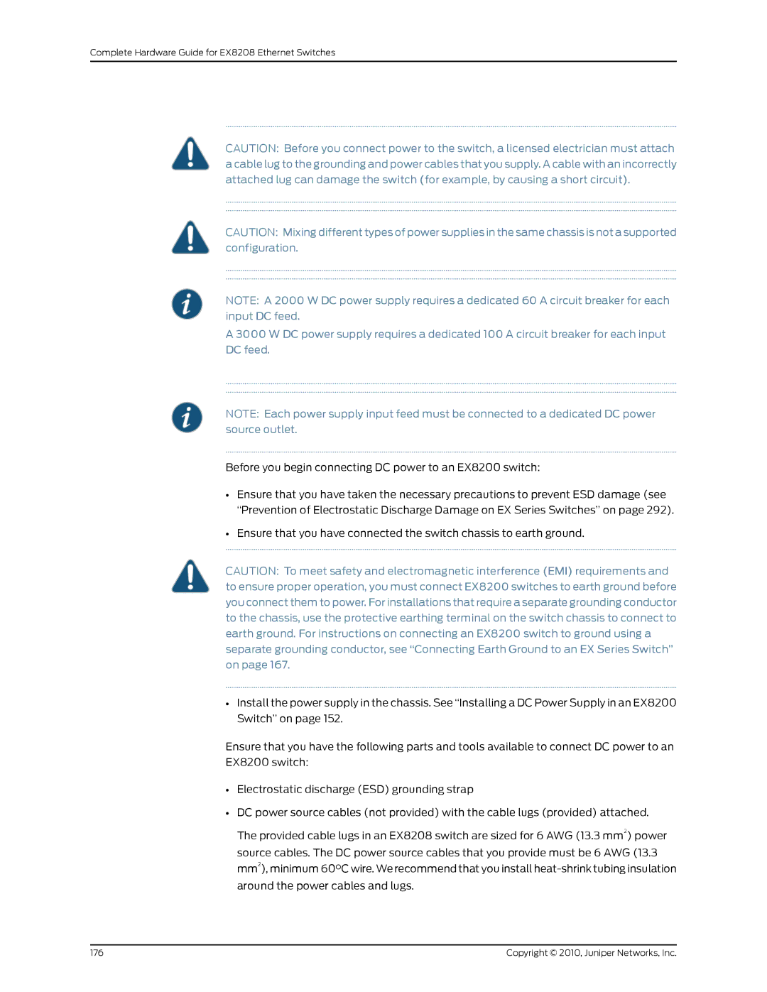 Juniper Networks EX8208 manual Copyright 2010, Juniper Networks, Inc 