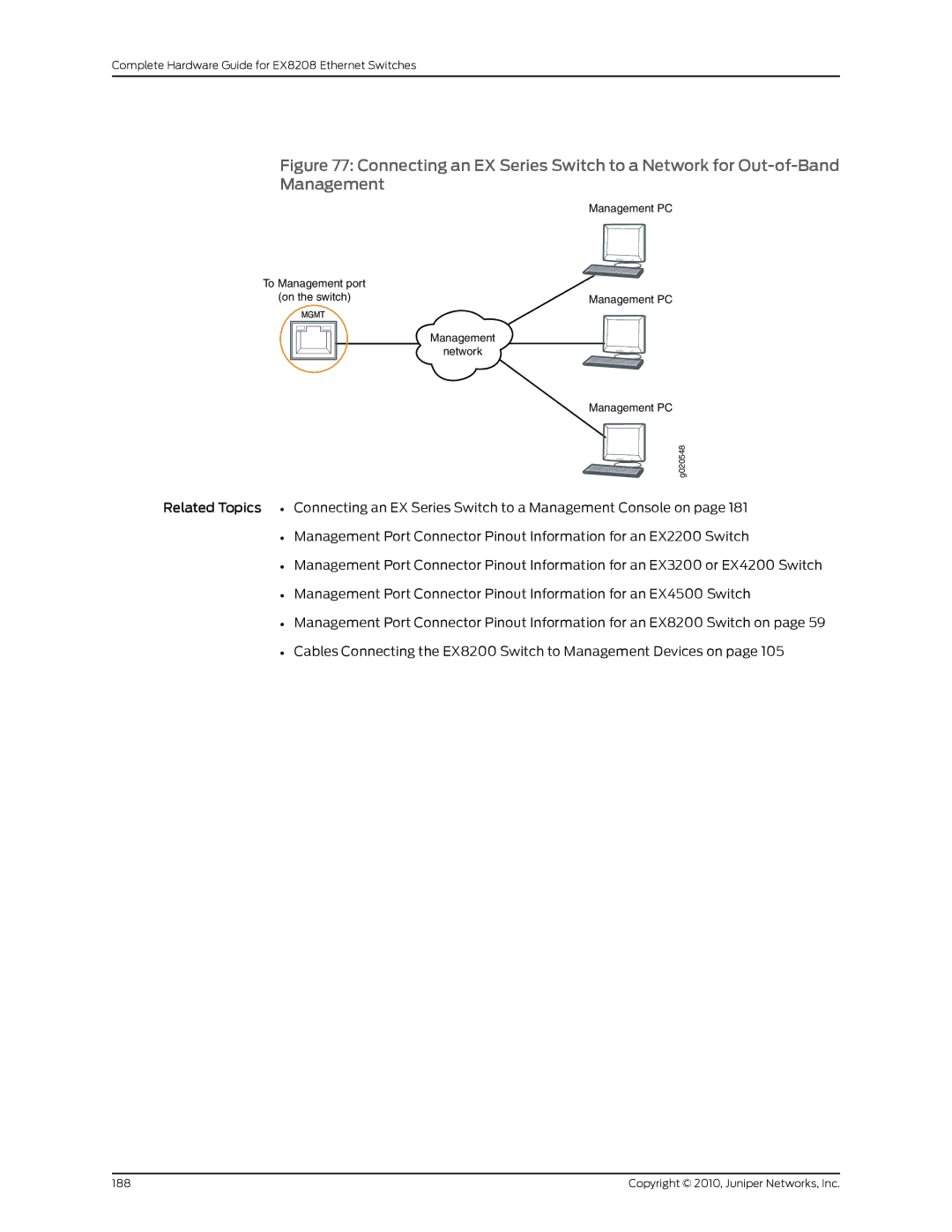 Juniper Networks EX8208 manual Management PC 