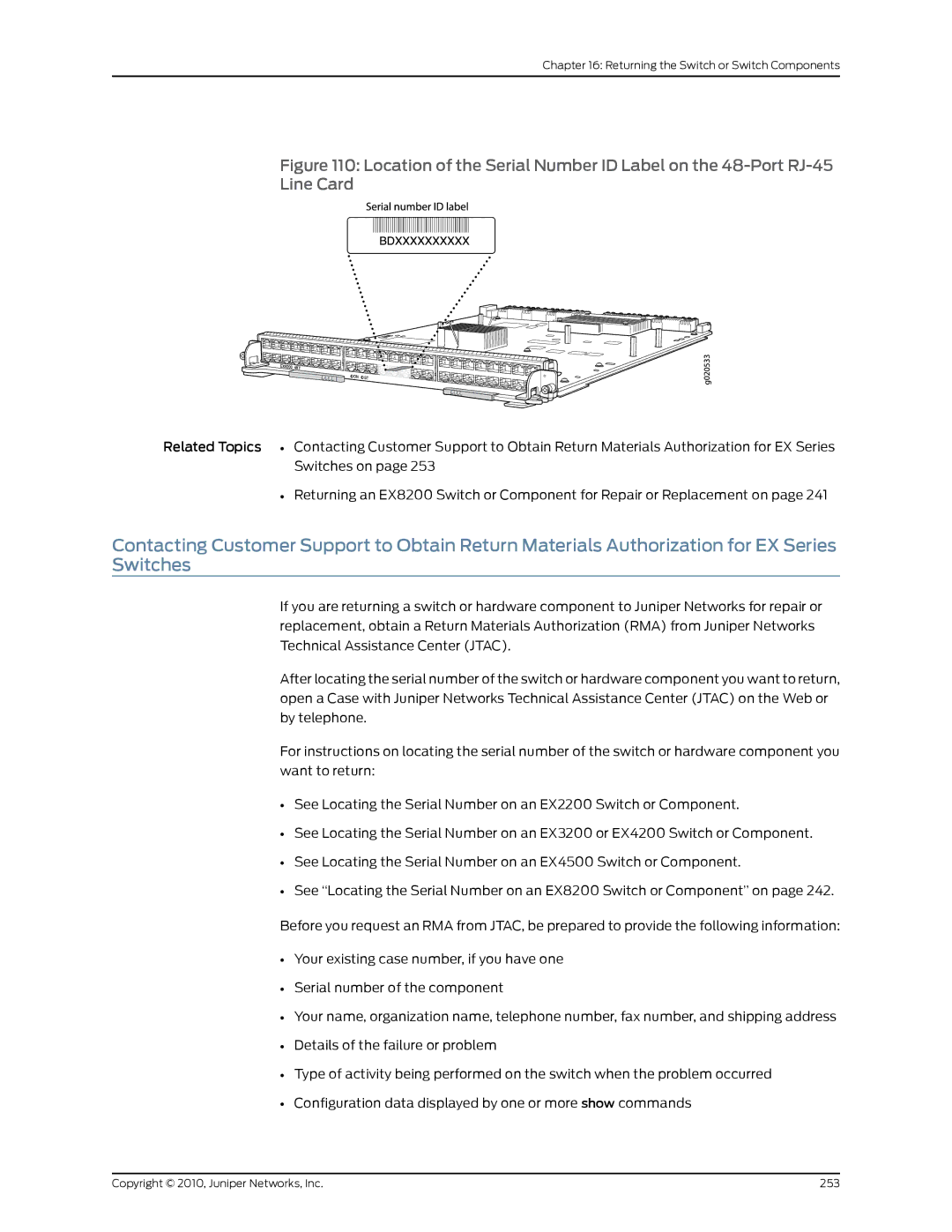 Juniper Networks EX8208 manual Copyright 2010, Juniper Networks, Inc 253 