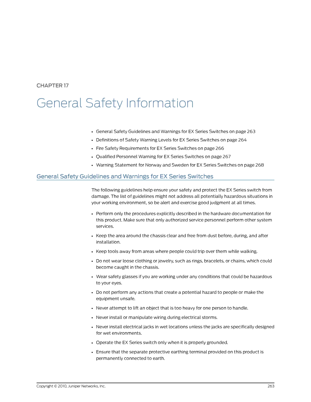 Juniper Networks EX8208 manual General Safety Information 