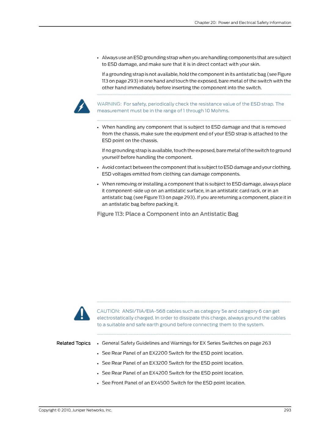 Juniper Networks EX8208 manual Place a Component into an Antistatic Bag 