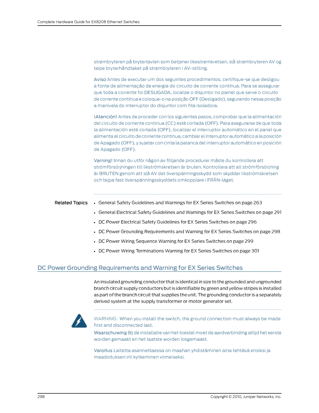 Juniper Networks EX8208 manual Copyright 2010, Juniper Networks, Inc 