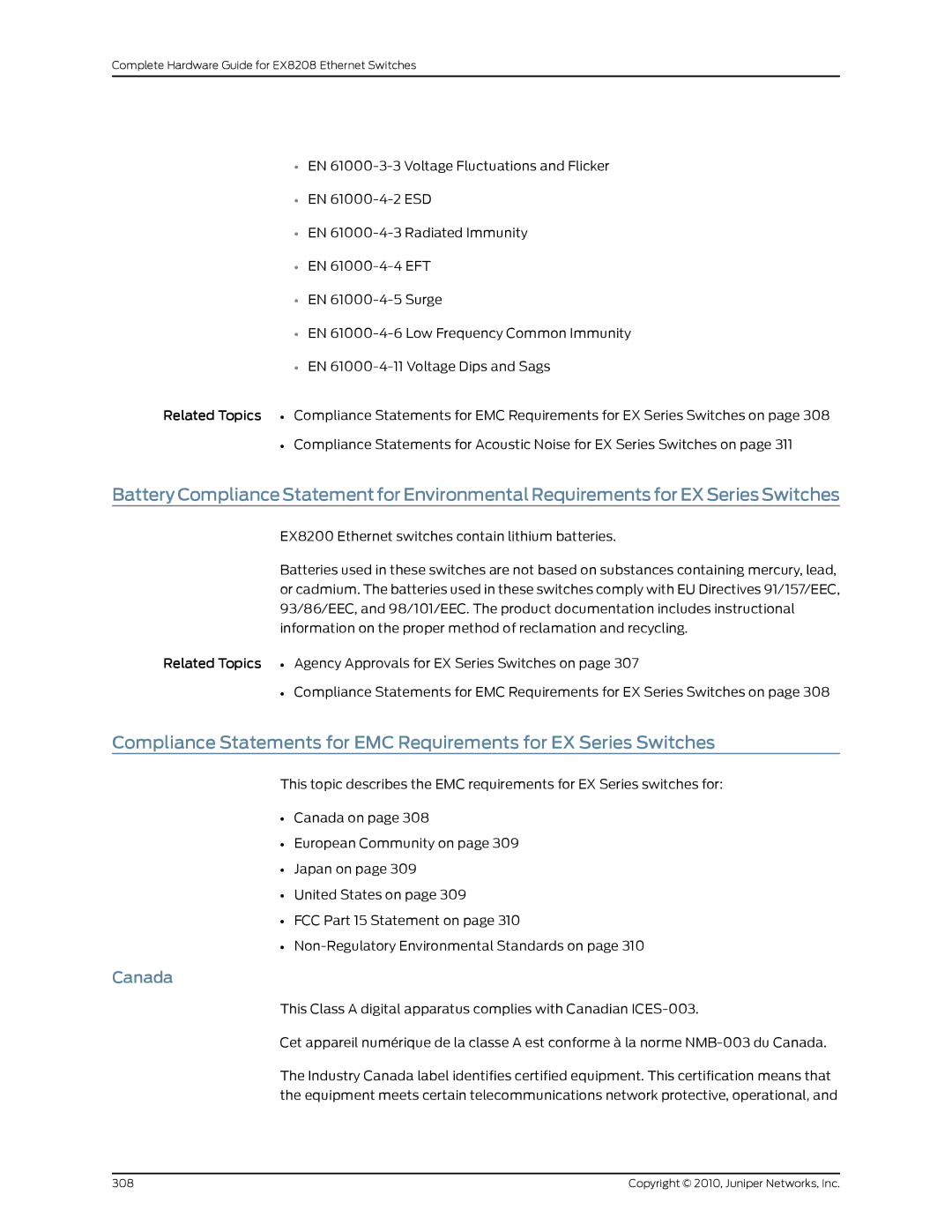 Juniper Networks EX8208 manual Canada 