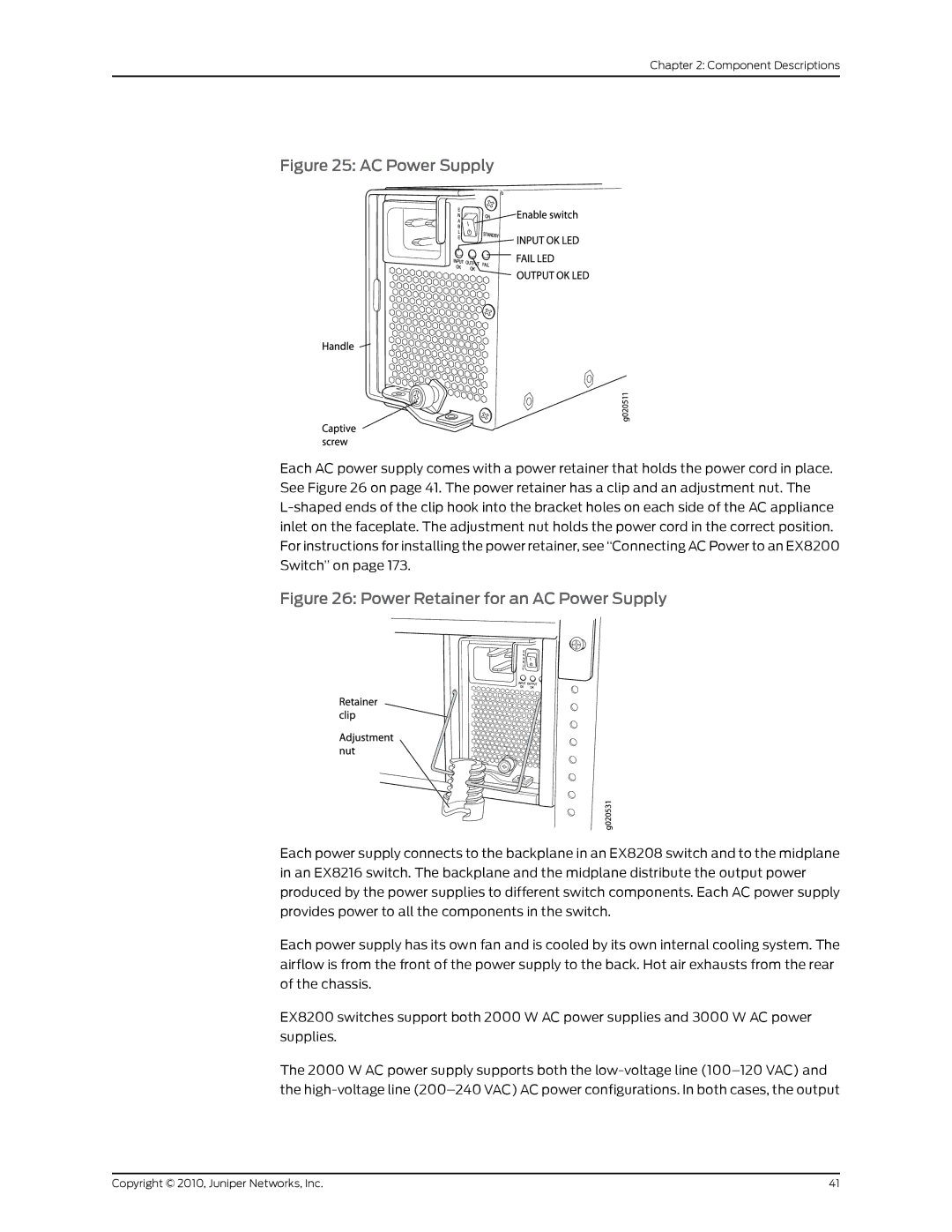 Juniper Networks EX8208 manual AC Power Supply 