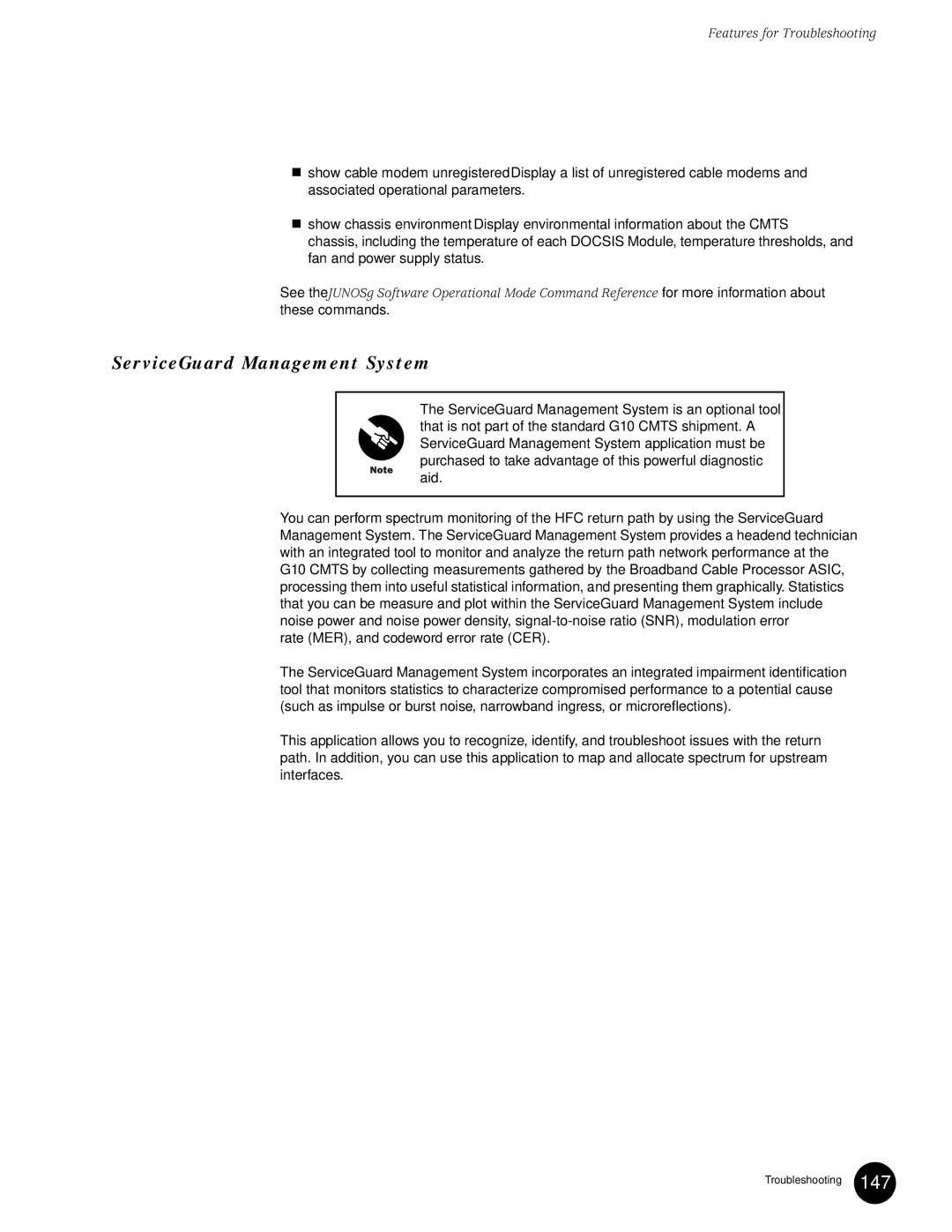 Juniper Networks G10 CMTS manual ServiceGuard Management System 