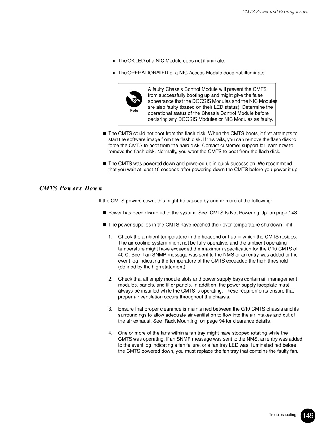 Juniper Networks G10 CMTS manual Cmts Powers Down 