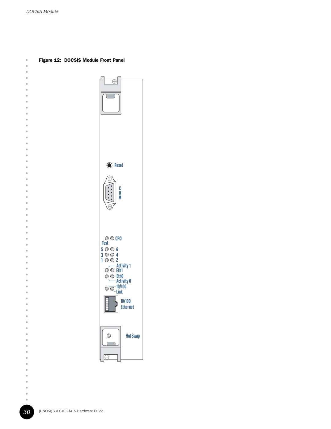 Juniper Networks G10 CMTS manual Docsis Module Front Panel 