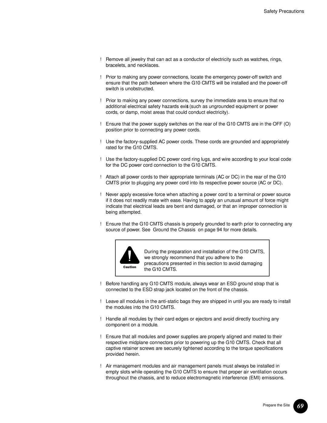 Juniper Networks G10 CMTS manual Safety Precautions 