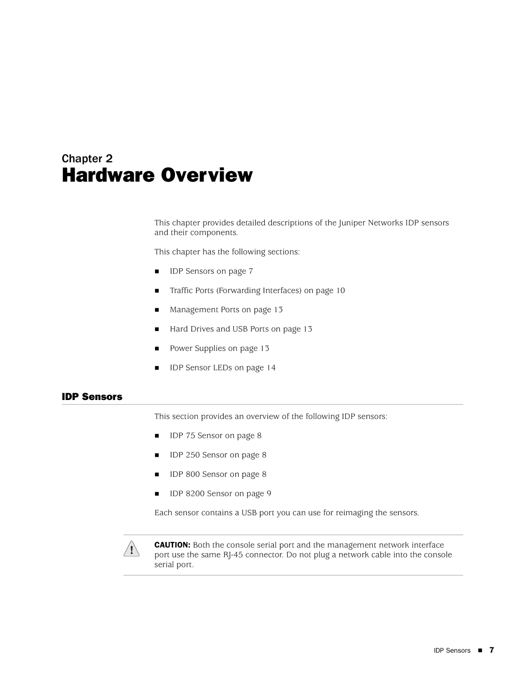 Juniper Networks IDP8200, IDP250, IDP 800, IDP75 manual Hardware Overview, IDP Sensors 