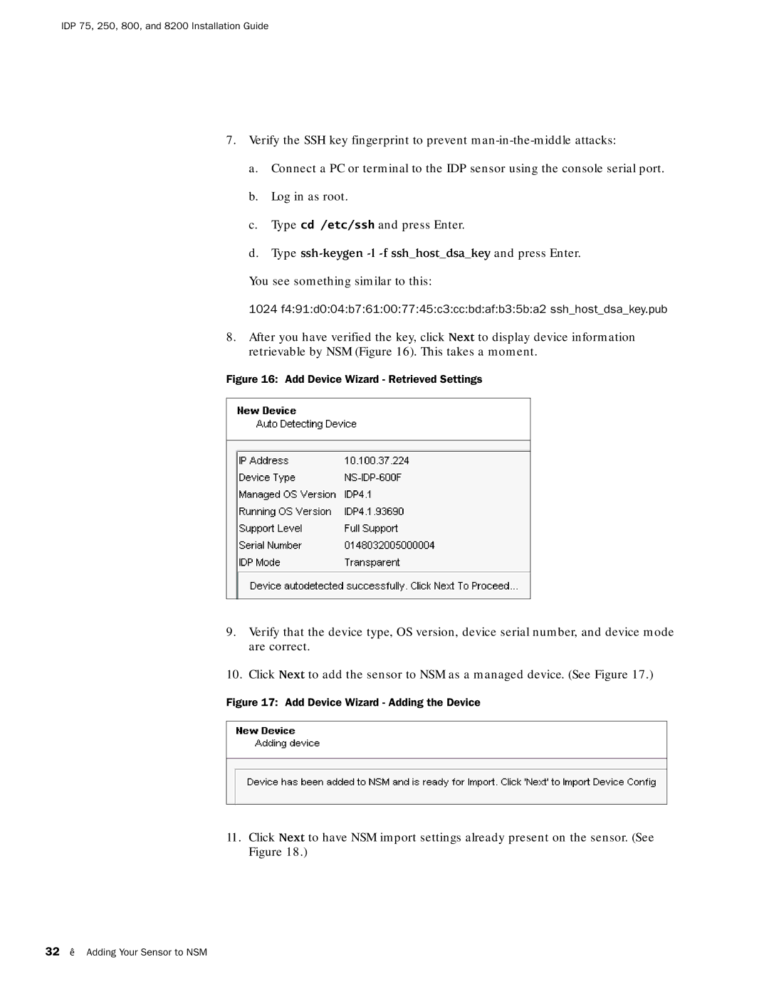 Juniper Networks IDP 800, IDP250, IDP8200, IDP75 manual Type ssh-keygen -l -f sshhostdsakey and press Enter 