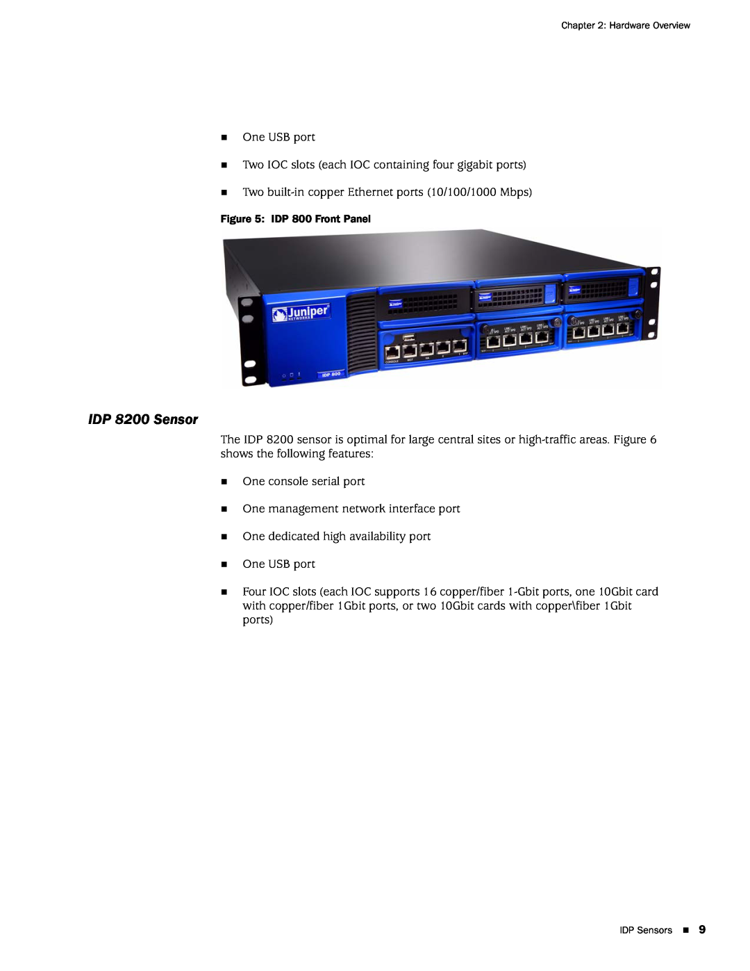 Juniper Networks IDP75, IDP250, IDP8200, IDP 800 manual IDP 8200 Sensor 