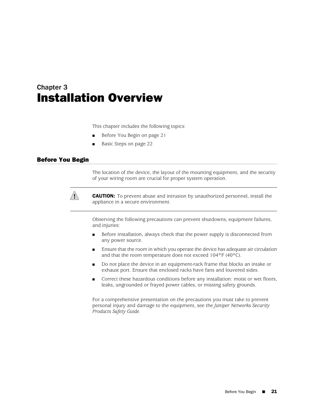 Juniper Networks IDP250 manual Installation Overview, Before You Begin 