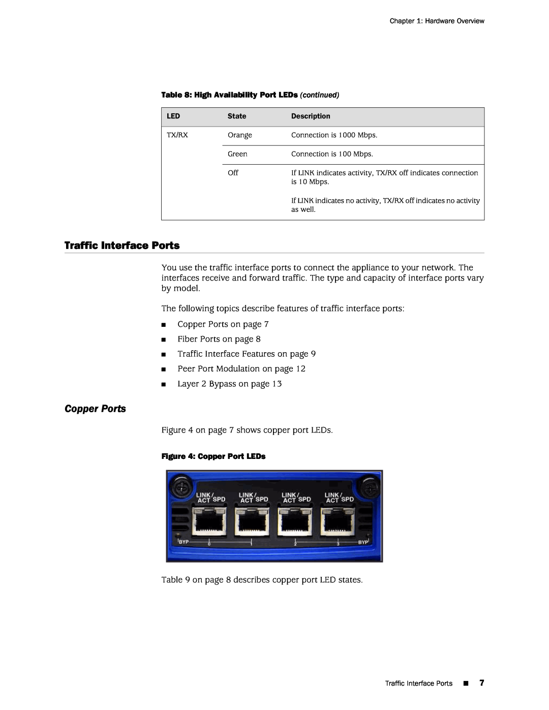 Juniper Networks IDP250 manual Traffic Interface Ports, Copper Ports 