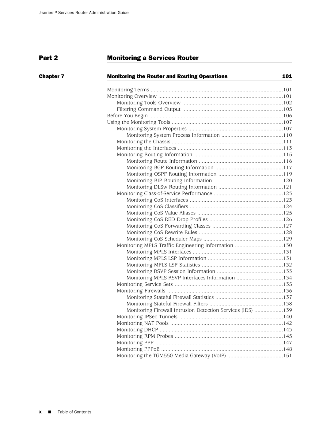 Juniper Networks J-Series manual Part Monitoring a Services Router 