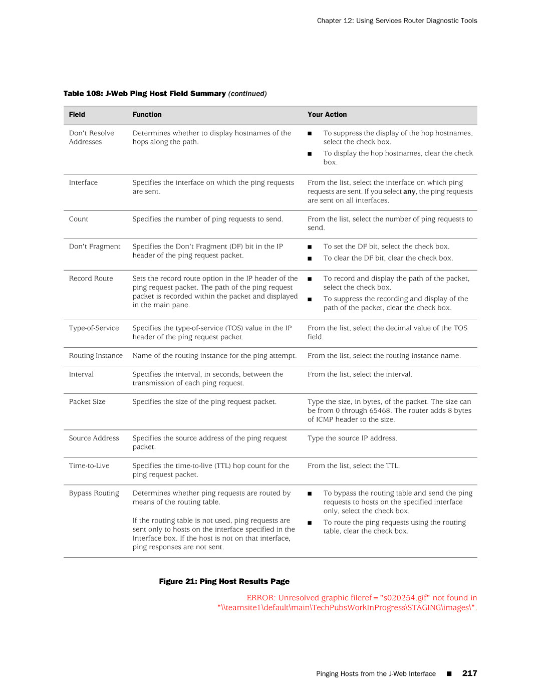 Juniper Networks J-Series manual Ping Host Results 