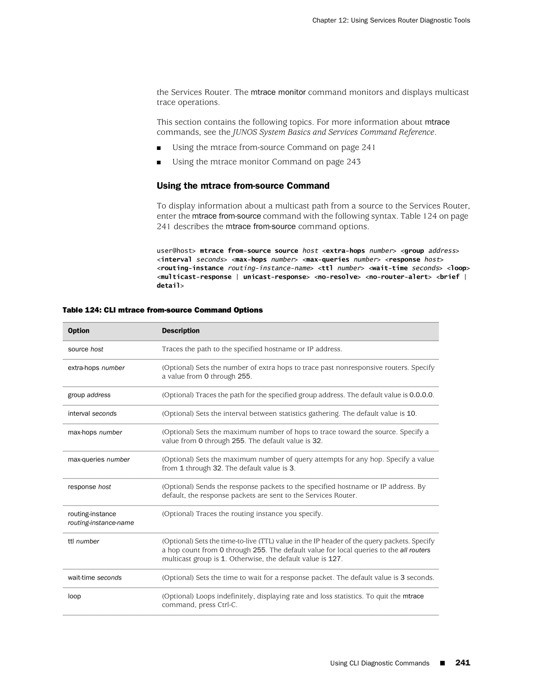 Juniper Networks J-Series manual Using the mtrace from-source Command 