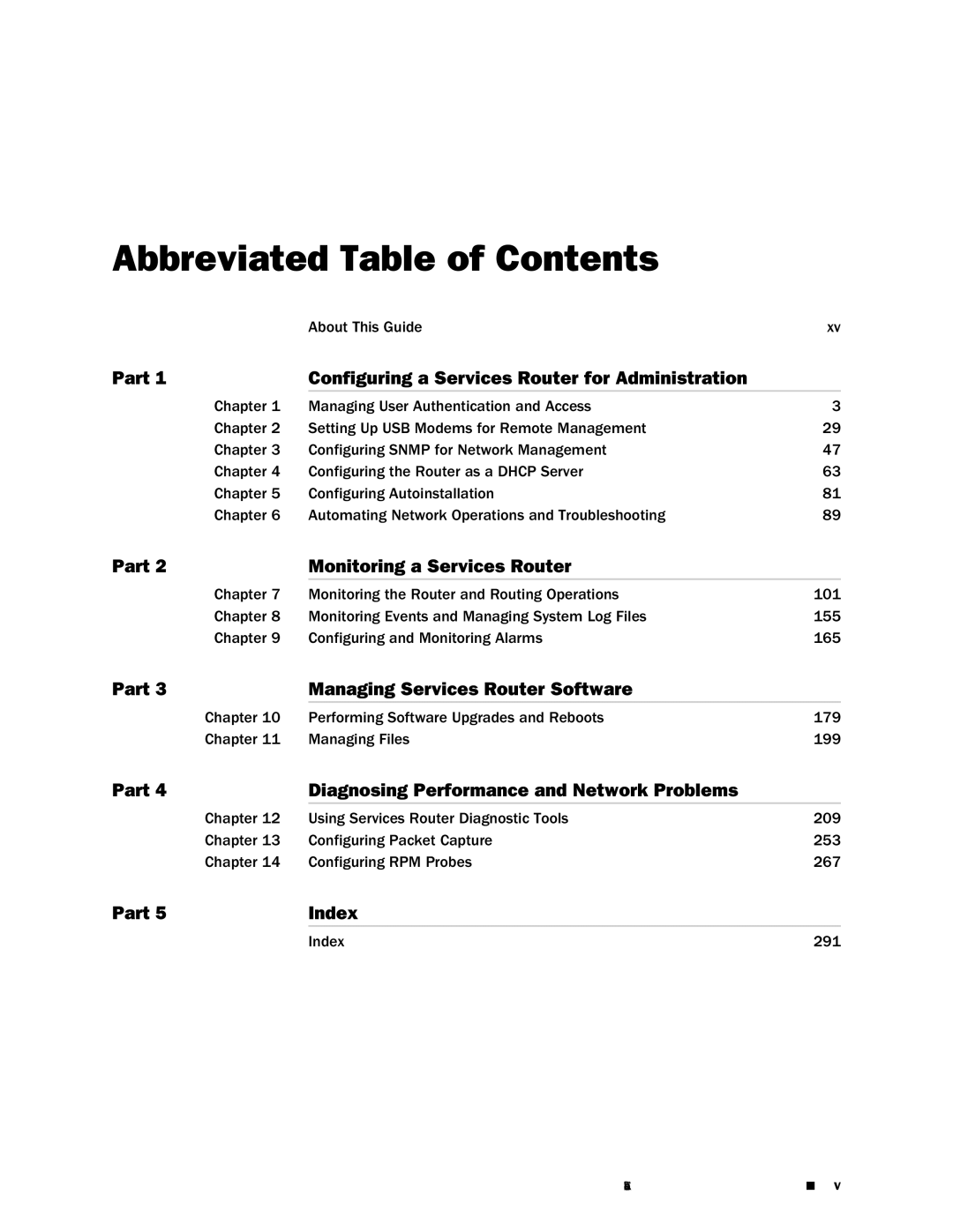 Juniper Networks J-Series manual Abbreviated Table of Contents 