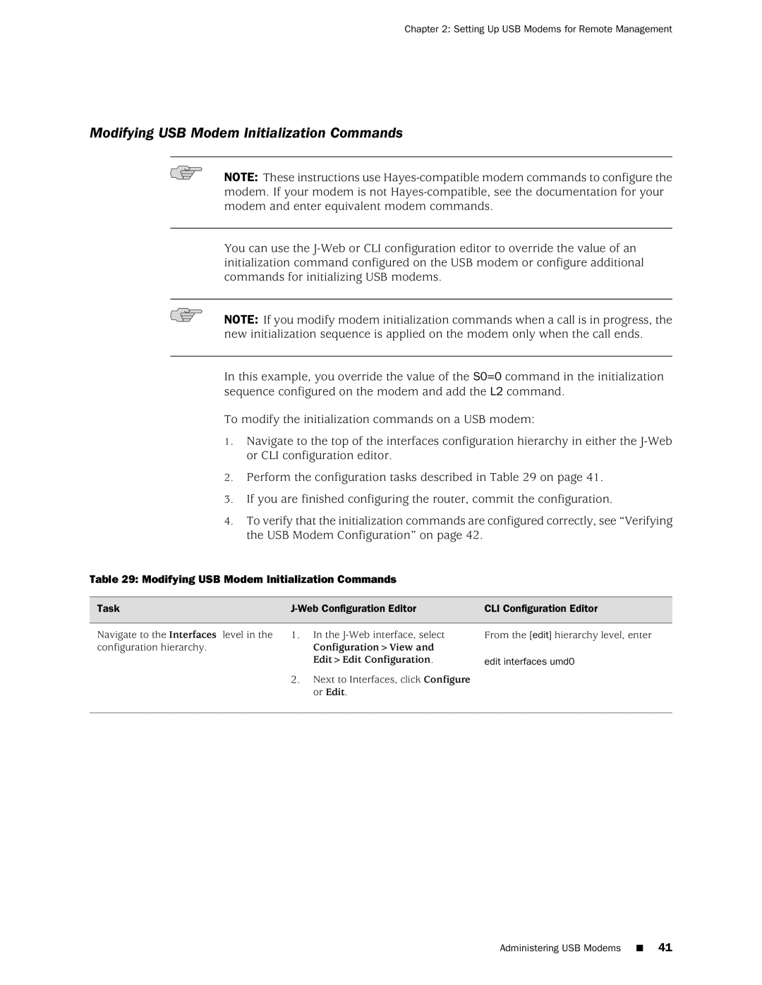 Juniper Networks J-Series manual Modifying USB Modem Initialization Commands 