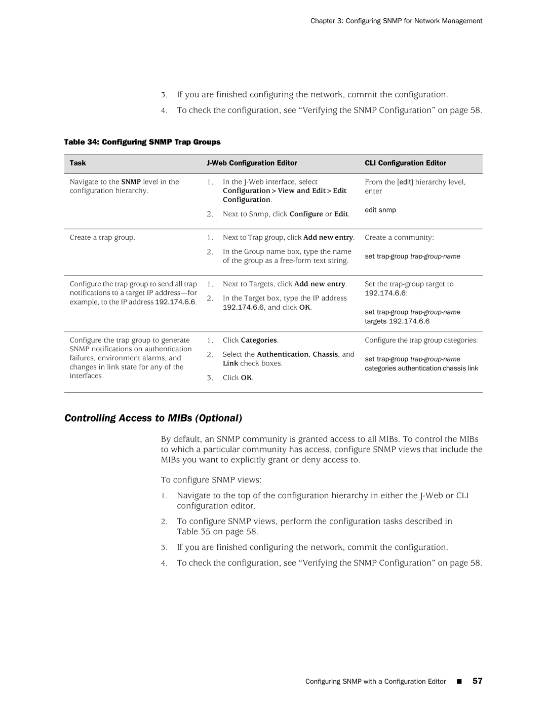 Juniper Networks J-Series manual Controlling Access to MIBs Optional, Configuring Snmp Trap Groups, Click Categories 