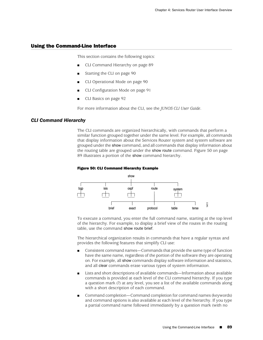 Juniper Networks J2320 manual Using the Command-Line Interface, CLI Command Hierarchy 