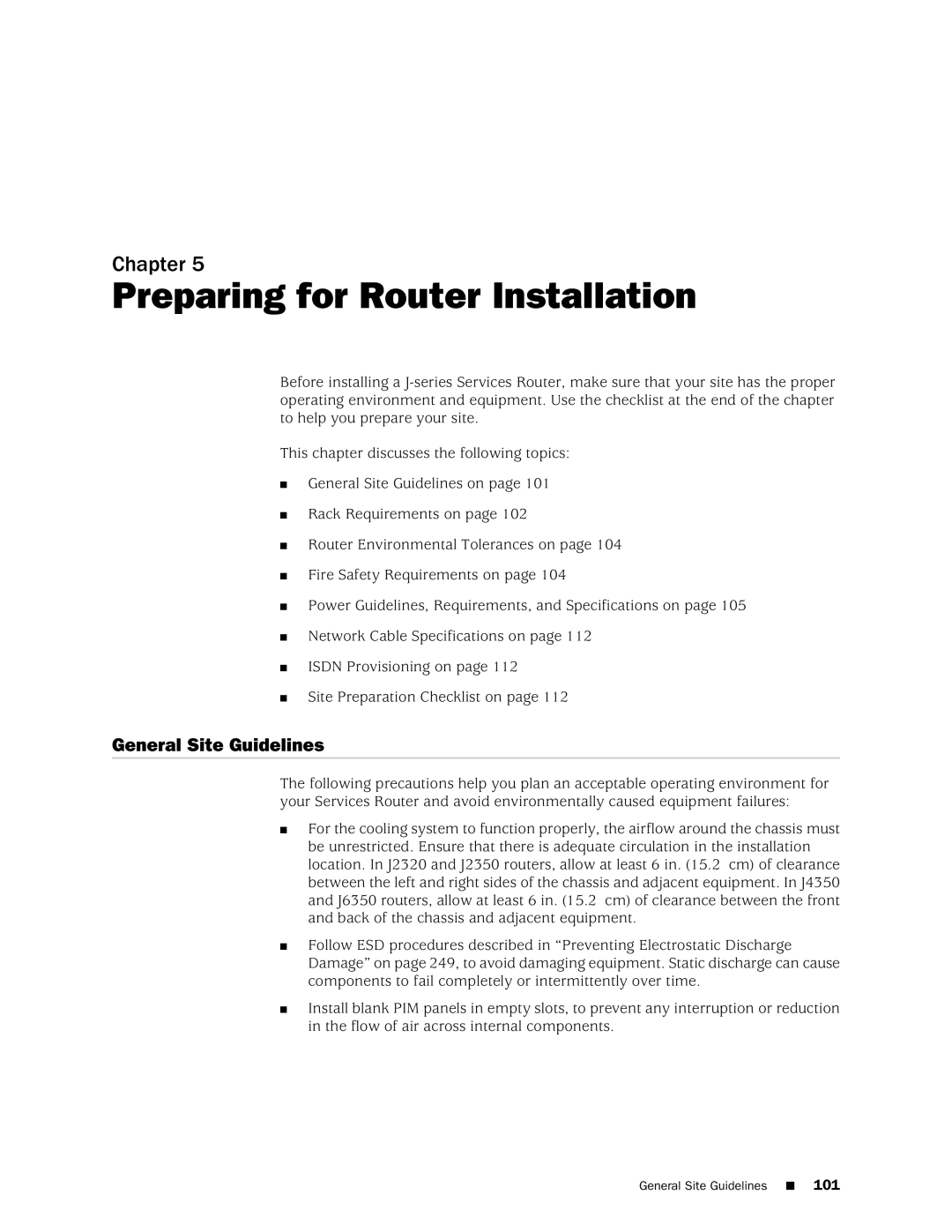 Juniper Networks J2320 manual Preparing for Router Installation, General Site Guidelines 