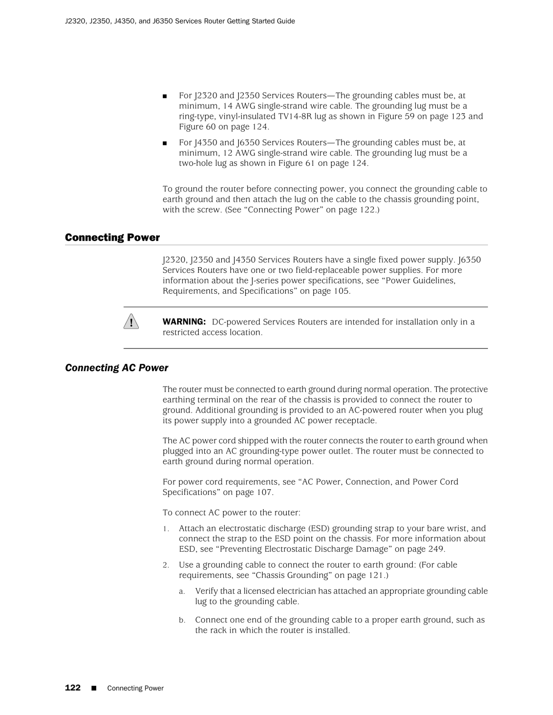 Juniper Networks J2320 manual Connecting Power, Connecting AC Power 