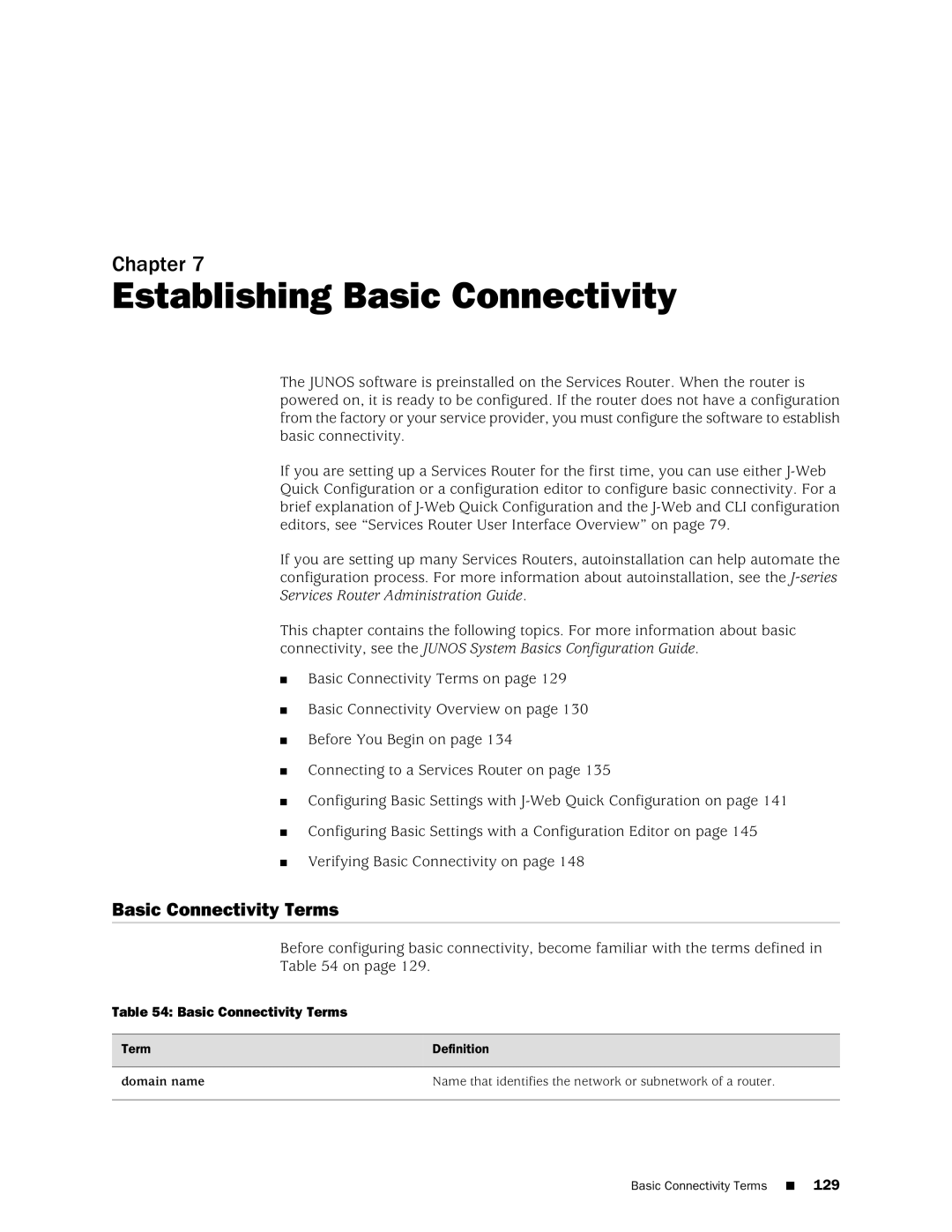 Juniper Networks J2320 manual Establishing Basic Connectivity, Basic Connectivity Terms 