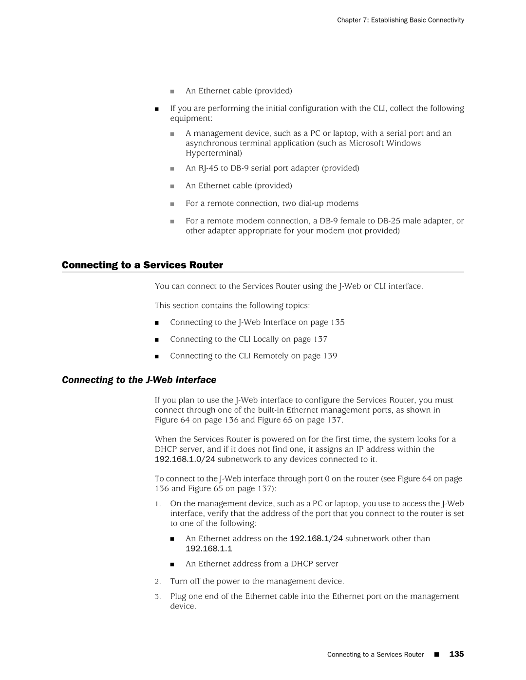 Juniper Networks J2320 manual Connecting to a Services Router, Connecting to the J-Web Interface 