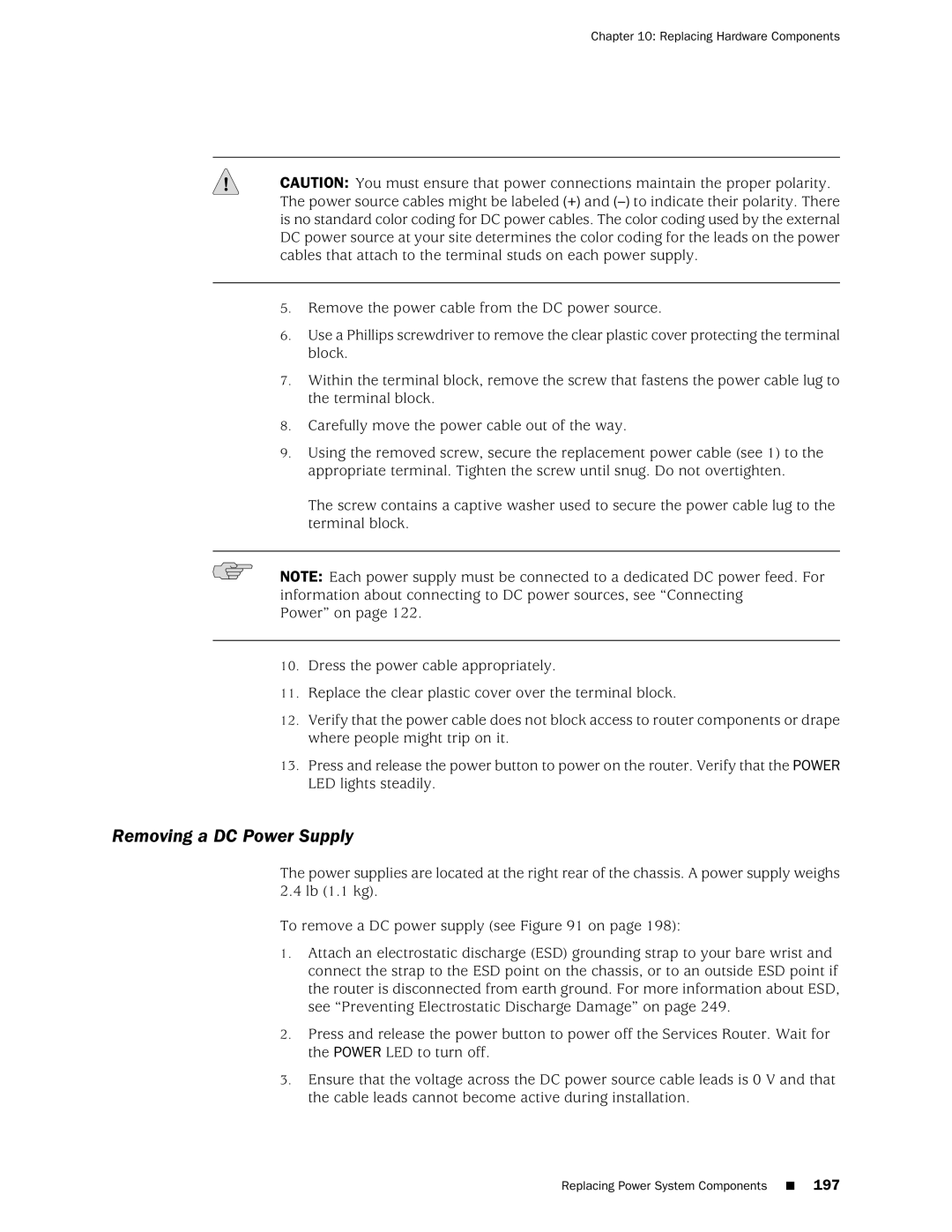 Juniper Networks J2320 manual Removing a DC Power Supply 