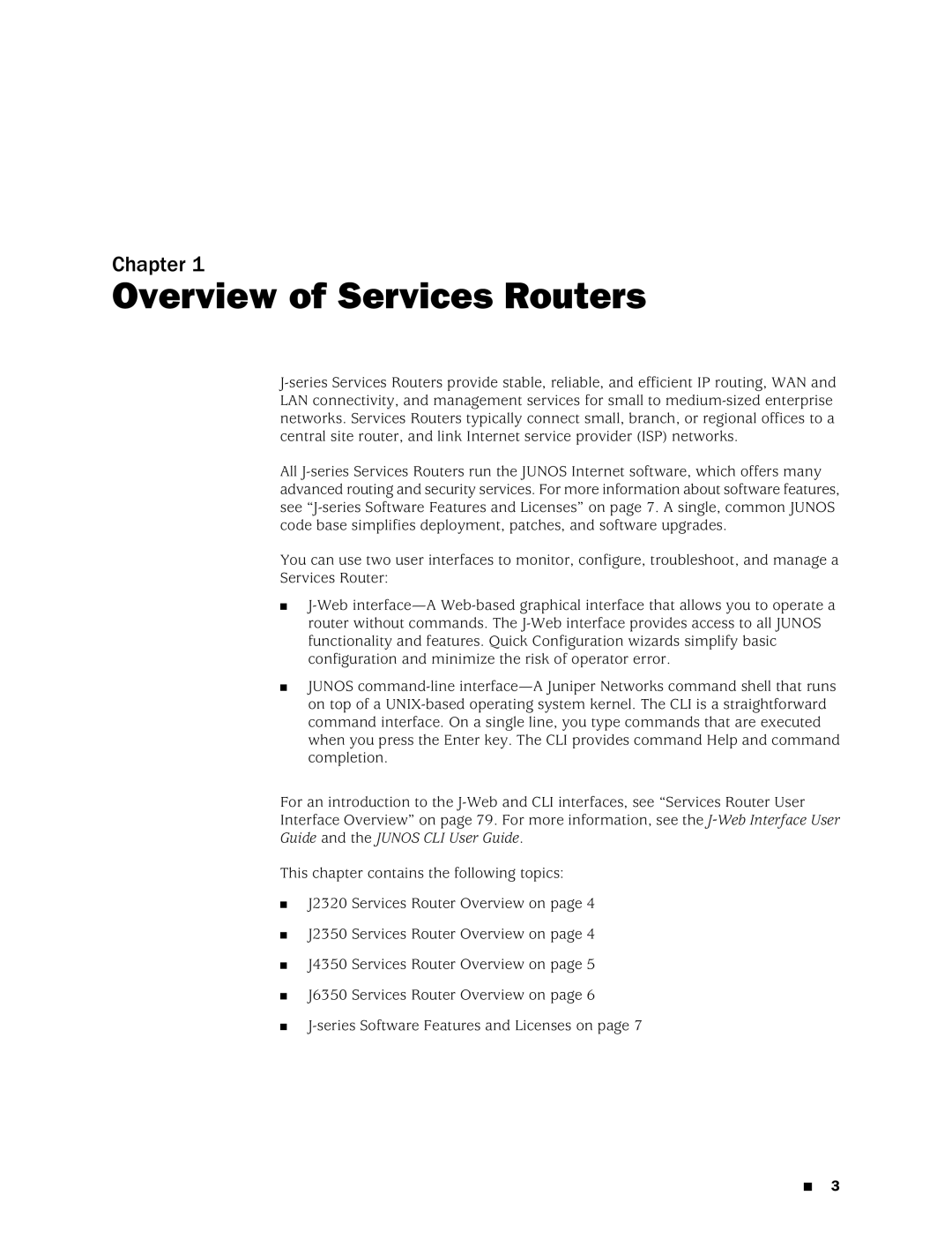 Juniper Networks J2320 manual Overview of Services Routers 