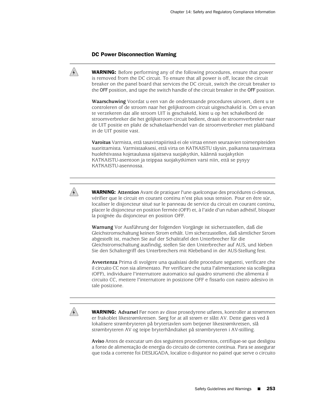 Juniper Networks J2320 manual DC Power Disconnection Warning 