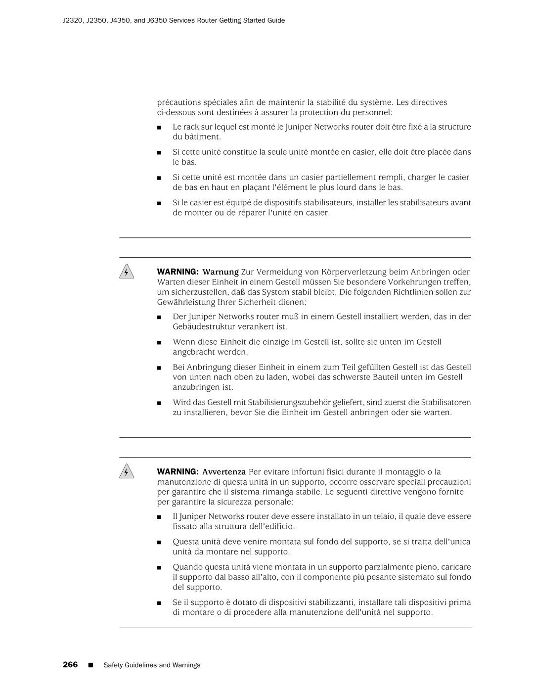 Juniper Networks J2320 manual Safety Guidelines and Warnings 