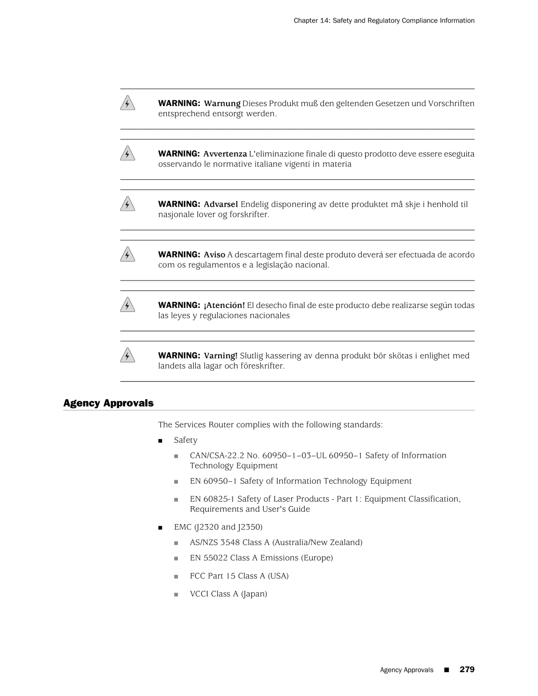 Juniper Networks J2320 manual Agency Approvals 