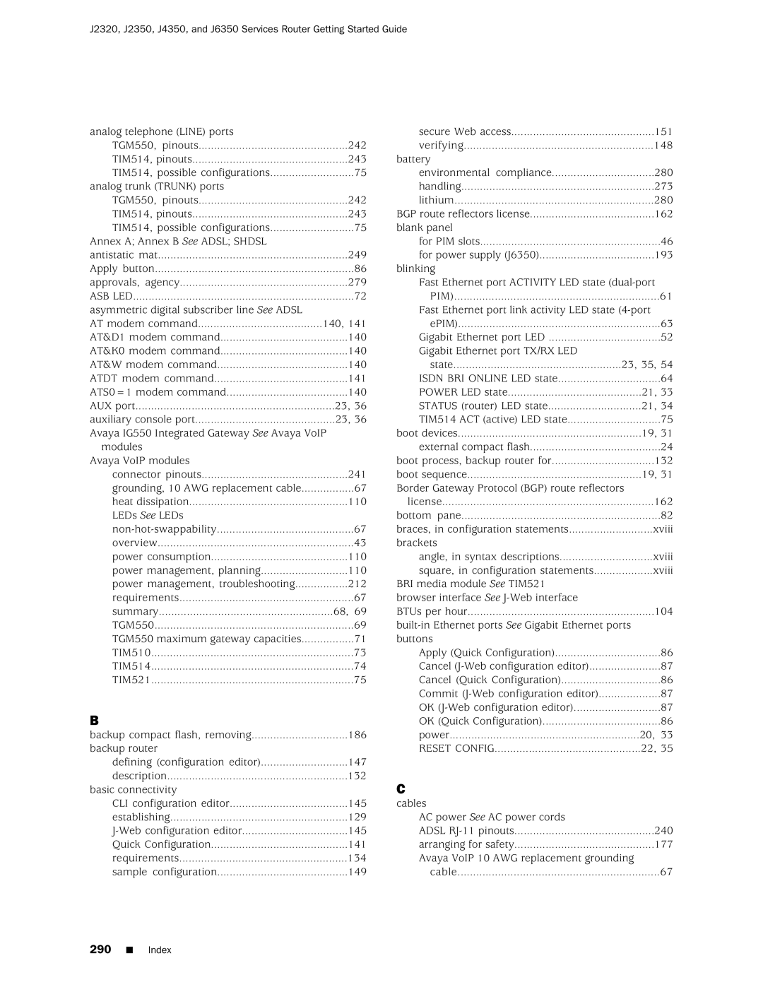 Juniper Networks J2320 manual Analog telephone Line ports 