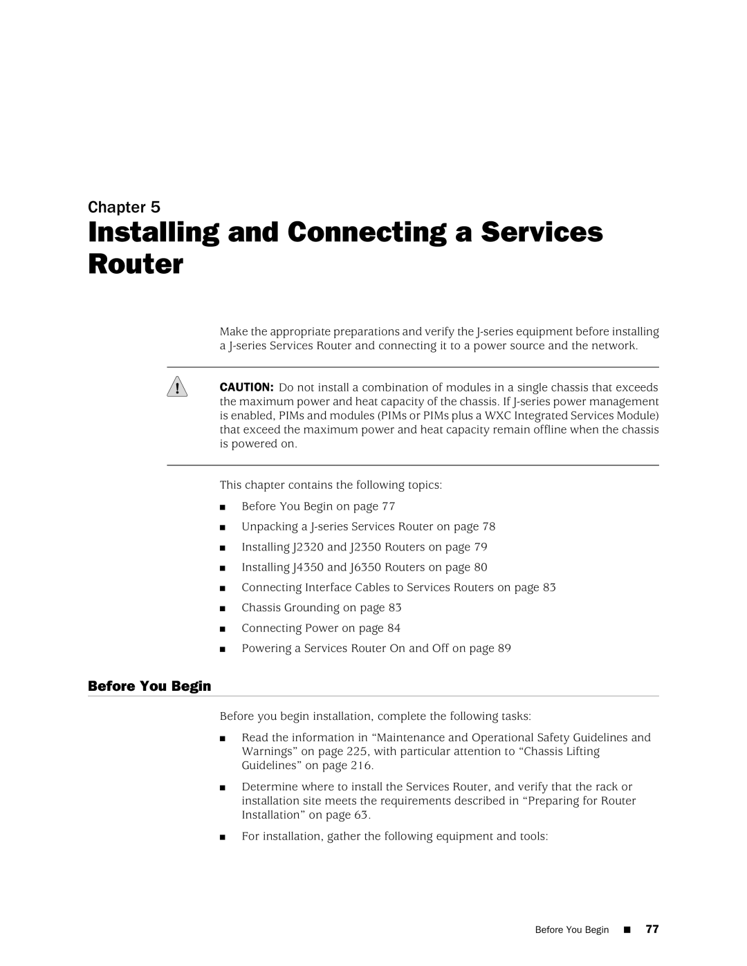 Juniper Networks J2350 manual Installing and Connecting a Services Router, Before You Begin 