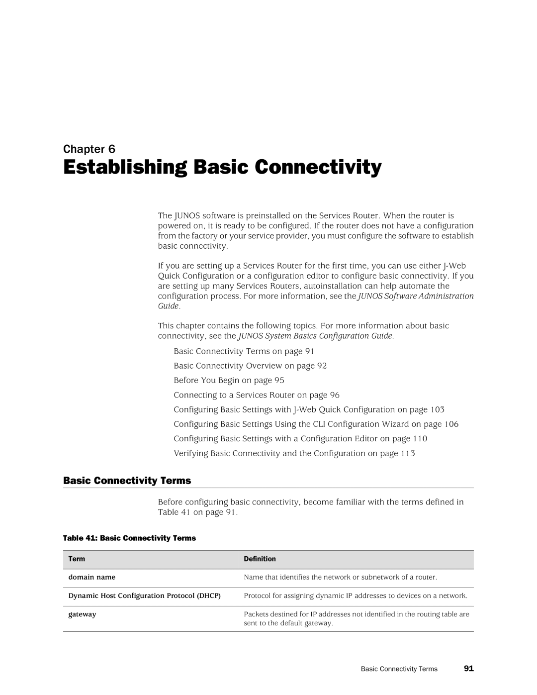 Juniper Networks J2350 manual Establishing Basic Connectivity, Basic Connectivity Terms 