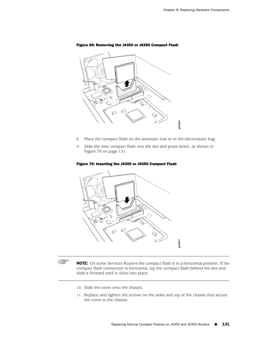 Juniper Networks J2350 manual Removing the J4350 or J6350 Compact Flash 